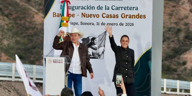 Sheinbaum y Durazo saldan deuda histórica; entregan carretera Bavispe-Nuevo Casas Grandes en beneficio de miles de sonorenses