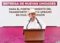 Gobernador Durazo cumple con entrega de nuevas unidades de transporte urbano para Ciudad Obregón