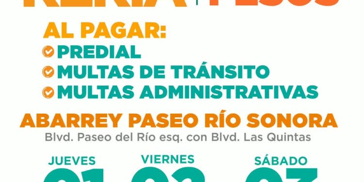 Anuncia Tesorería Municipal Jornadas de Recargos a Cero Pesos en Paseo Río Sonora