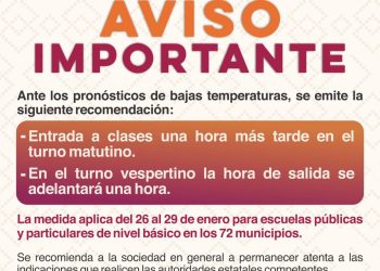 Anuncia Gobierno de Sonora modificación del horario de clases en escuelas de nivel básico: SEC